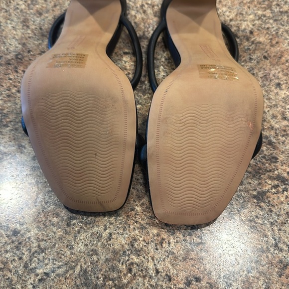 Steven New York Jacee Sandals Size 8.5 Black Block Heels Square Toe Slip On - Picture 7 of 10